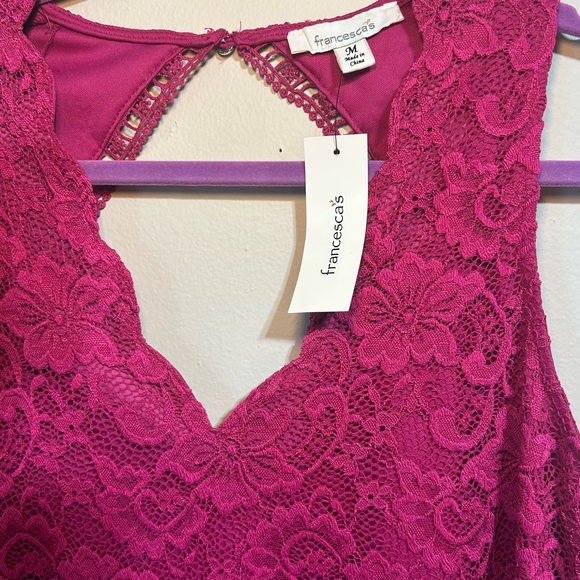 Francesca's Collection Fuchsia Shift Flirty‎ Floral Lace Mini Dress Size M NWT - Picture 6 of 10